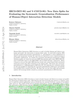 HICO-DET-SG and V-COCO-SG: New Data Splits for Evaluating the Systematic
  Generalization Performance of Human-Object Interaction Detection Models
