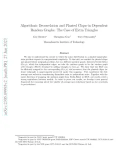 Algorithmic Decorrelation and Planted Clique in Dependent Random Graphs:
  The Case of Extra Triangles