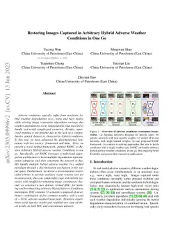 Restoring Images Captured in Arbitrary Hybrid Adverse Weather Conditions
  in One Go