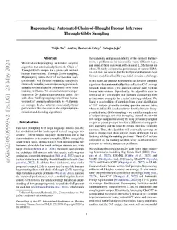 Reprompting: Automated Chain-of-Thought Prompt Inference Through Gibbs
  Sampling