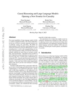 Causal Reasoning and Large Language Models: Opening a New Frontier for
  Causality