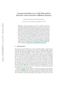 Unsupervised Discovery of 3D Hierarchical Structure with Generative
  Diffusion Features