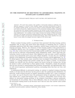 On the existence of solutions to adversarial training in multiclass
  classification