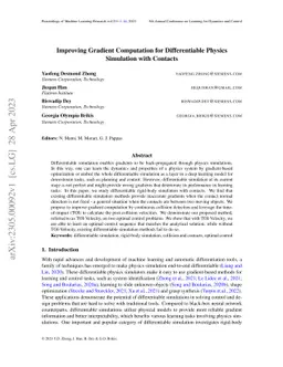 Improving Gradient Computation for Differentiable Physics Simulation
  with Contacts