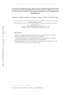 Temporal Subsampling Diminishes Small Spatial Scales in Recurrent Neural
  Network Emulators of Geophysical Turbulence