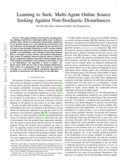 Learning to Seek: Multi-Agent Online Source Seeking Against
  Non-Stochastic Disturbances