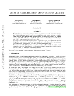 Limits of Model Selection under Transfer Learning