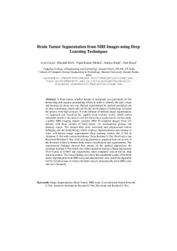 Brain Tumor Segmentation from MRI Images using Deep Learning Techniques