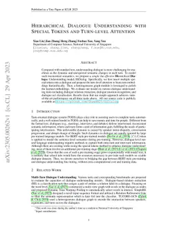 Hierarchical Dialogue Understanding with Special Tokens and Turn-level
  Attention