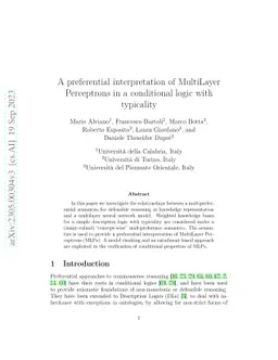 A preferential interpretation of MultiLayer Perceptrons in a conditional
  logic with typicality