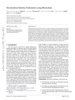 Decentralised Identity Federations using Blockchain