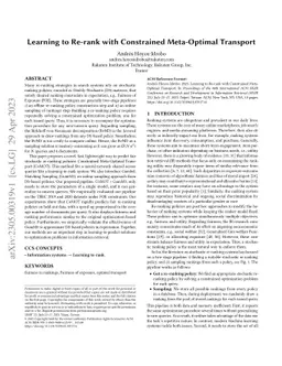 Learning to Re-rank with Constrained Meta-Optimal Transport