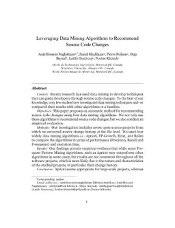 Leveraging Data Mining Algorithms to Recommend Source Code Changes
