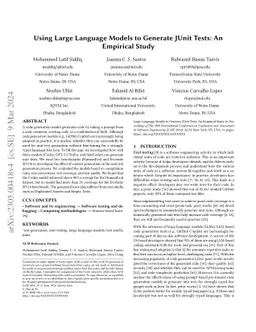 Using Large Language Models to Generate JUnit Tests: An Empirical Study