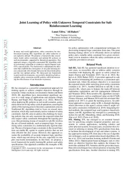 Joint Learning of Policy with Unknown Temporal Constraints for Safe
  Reinforcement Learning