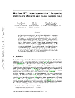 How does GPT-2 compute greater-than?: Interpreting mathematical
  abilities in a pre-trained language model