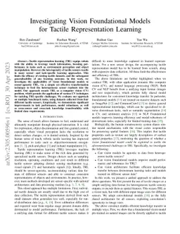 Investigating Vision Foundational Models for Tactile Representation
  Learning