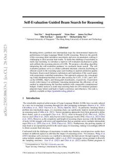 Self-Evaluation Guided Beam Search for Reasoning