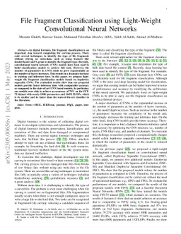 File Fragment Classification using Light-Weight Convolutional Neural
  Networks
