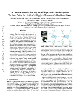 Part Aware Contrastive Learning for Self-Supervised Action Recognition
