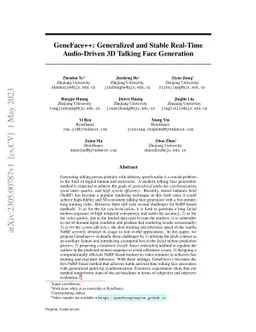 GeneFace++: Generalized and Stable Real-Time Audio-Driven 3D Talking
  Face Generation