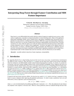 Interpreting Deep Forest through Feature Contribution and MDI Feature
  Importance