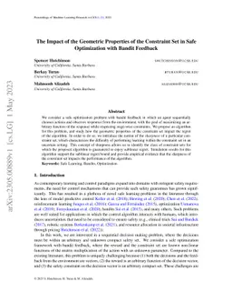 The Impact of the Geometric Properties of the Constraint Set in Safe
  Optimization with Bandit Feedback