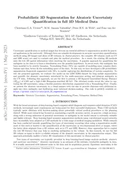 Probabilistic 3D segmentation for aleatoric uncertainty quantification
  in full 3D medical data
