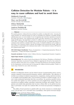 Collision Detection for Modular Robots -- it is easy to cause collisions
  and hard to avoid them
