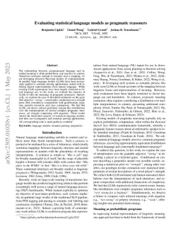 Evaluating statistical language models as pragmatic reasoners