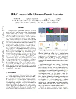 CLIP-S$^4$: Language-Guided Self-Supervised Semantic Segmentation