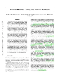 Personalized Federated Learning under Mixture of Distributions