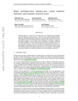 Bird Distribution Modelling using Remote Sensing and Citizen Science
  data