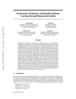 Performative Prediction with Bandit Feedback: Learning through
  Reparameterization
