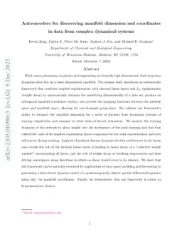 Autoencoders for discovering manifold dimension and coordinates in data
  from complex dynamical systems