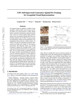CSP: Self-Supervised Contrastive Spatial Pre-Training for
  Geospatial-Visual Representations