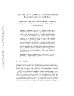 Local and Global Contextual Features Fusion for Pedestrian Intention
  Prediction