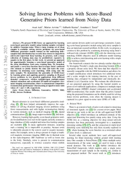 Solving Inverse Problems with Score-Based Generative Priors learned from
  Noisy Data