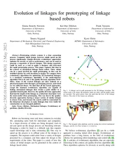 Evolution of linkages for prototyping of linkage based robots