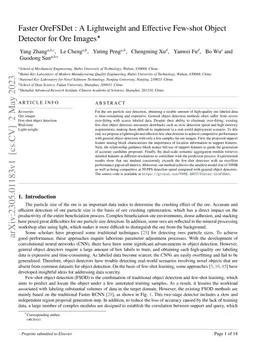 Faster OreFSDet : A Lightweight and Effective Few-shot Object Detector
  for Ore Images