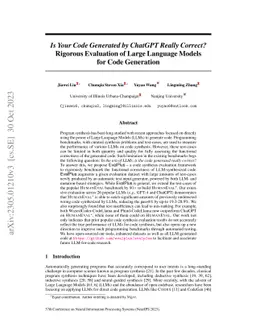 Is Your Code Generated by ChatGPT Really Correct? Rigorous Evaluation of
  Large Language Models for Code Generation