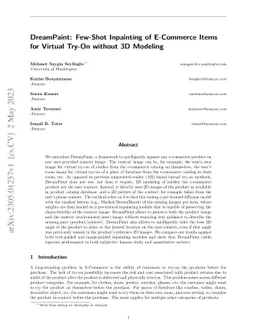 DreamPaint: Few-Shot Inpainting of E-Commerce Items for Virtual Try-On
  without 3D Modeling