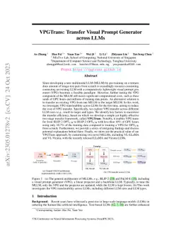 VPGTrans: Transfer Visual Prompt Generator across LLMs