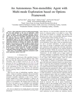 An Autonomous Non-monolithic Agent with Multi-mode Exploration based on
  Options Framework