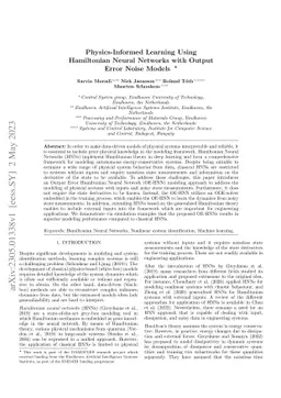 Physics-Informed Learning Using Hamiltonian Neural Networks with Output
  Error Noise Models
