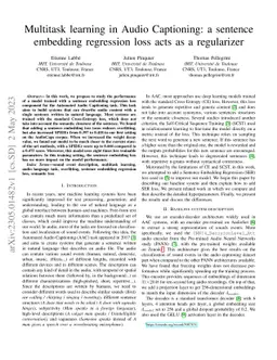 Multitask learning in Audio Captioning: a sentence embedding regression
  loss acts as a regularizer