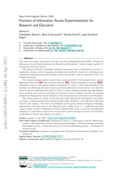 Report from Dagstuhl Seminar 23031: Frontiers of Information Access
  Experimentation for Research and Education