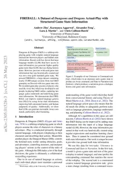 FIREBALL: A Dataset of Dungeons and Dragons Actual-Play with Structured
  Game State Information