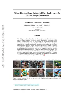 Pick-a-Pic: An Open Dataset of User Preferences for Text-to-Image
  Generation