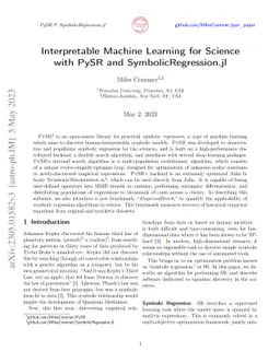 Interpretable Machine Learning for Science with PySR and
  SymbolicRegression.jl